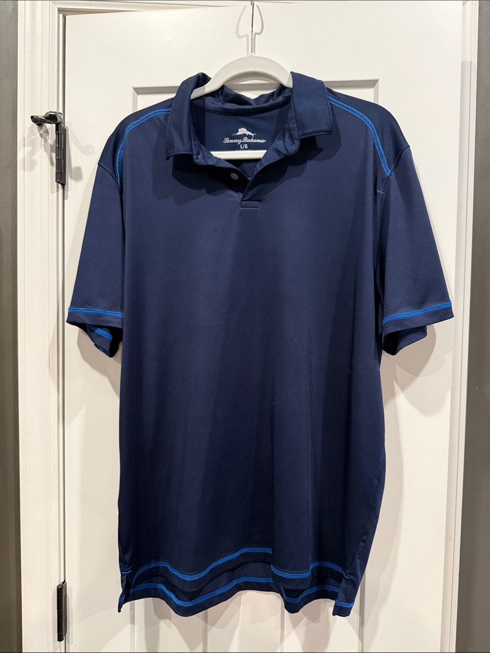 Tommy Bahama Navy Polo with Bright Blue Trim